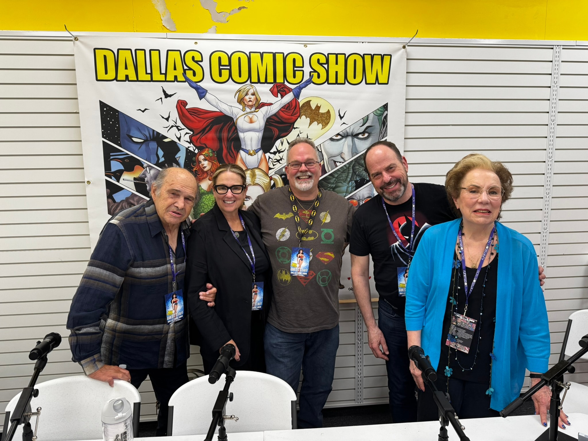 Five people posing at Dallas Comic Show panel